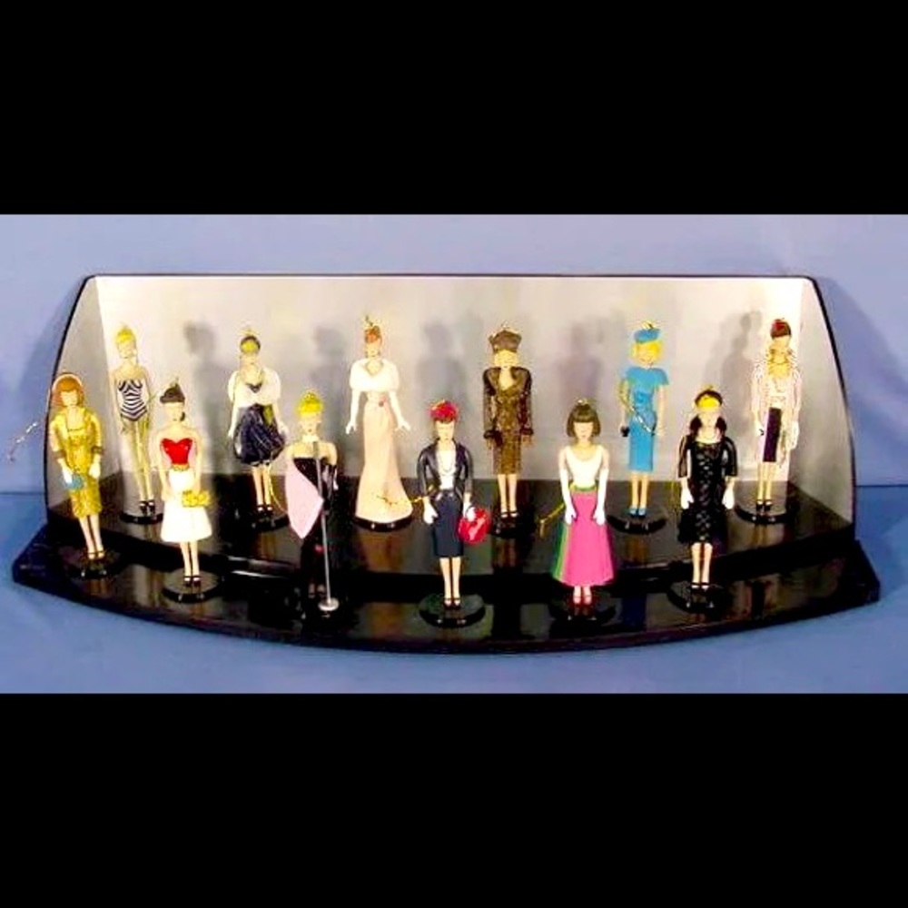 Complete Set Ashton Drake (12) Classic Barbie Ornaments. New with Display
